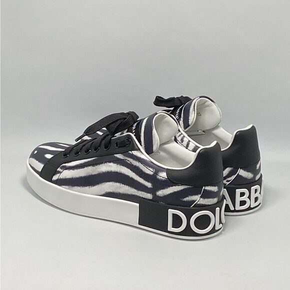 DOLCE&GABBANA Portofino Zebra-Print Sneakers size 37 - Picture 1 of 11
